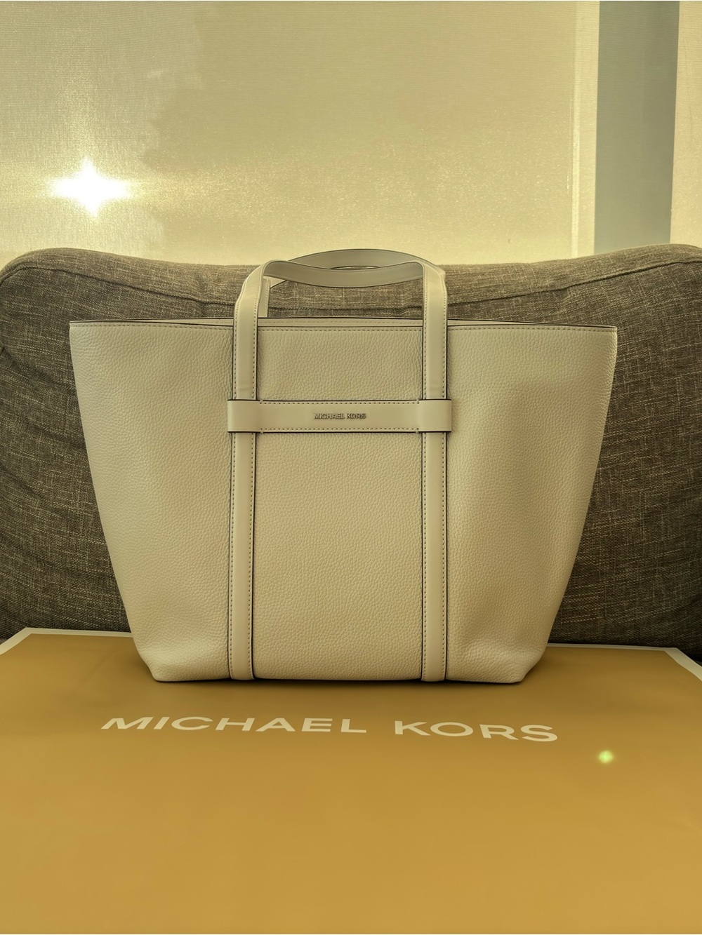 Official Michael Kors White Leather Travel Tote